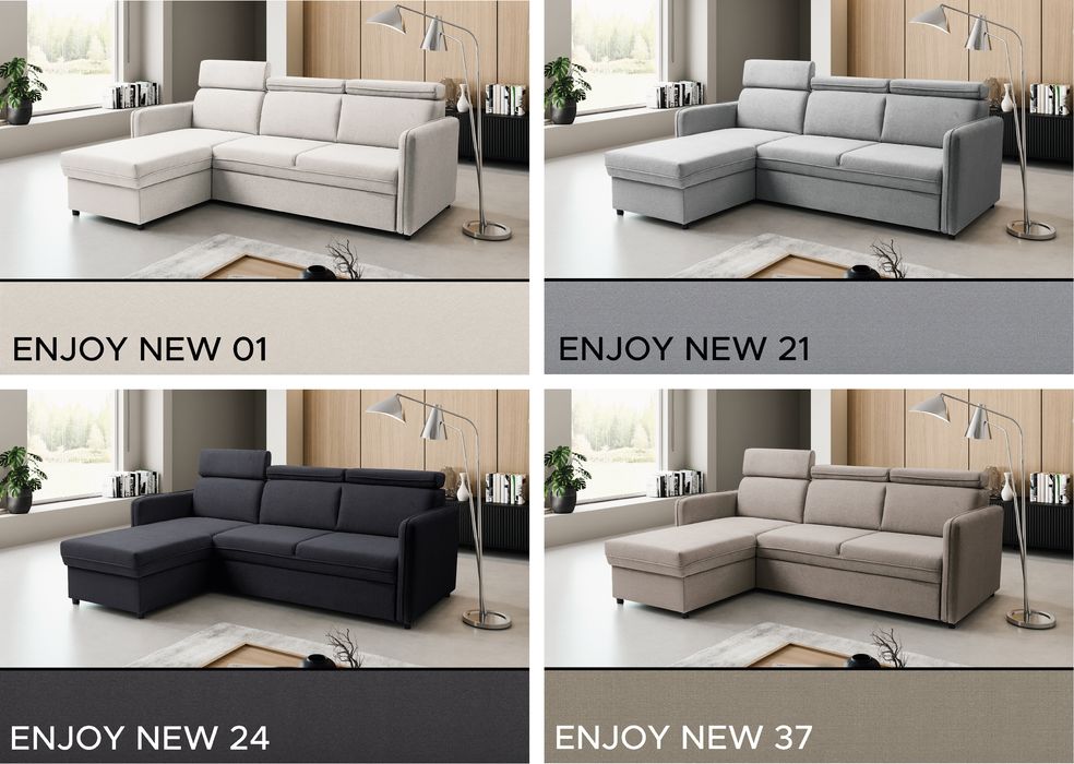 Narożnik BARCELO 220x165 - funkcja spania, pojemnik, ruchome zagłówki