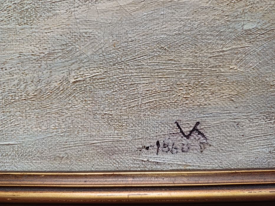 Stary obraz na płótnie sygnowanyStary obraz na płótnie sygnowany