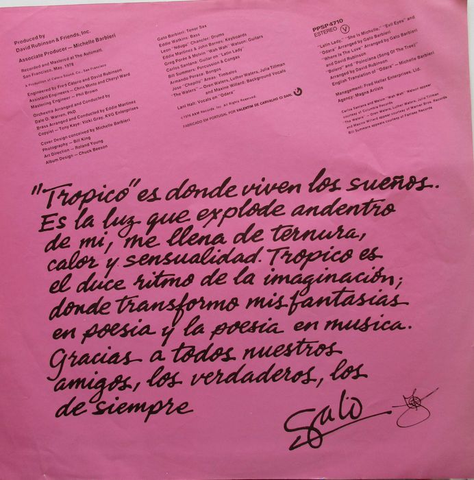 Gato Barbieri - - - - - Trópico - - - - - LP