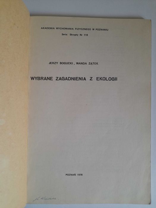Wybrane zagadnienia z ekologii AWF