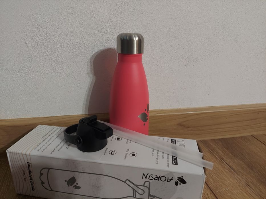Butelka na wodę Aorin 350 ml ze stali nierdzewnej- różowa