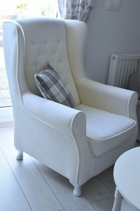 Fotel dla mamy karmiącej uszatek angielski prowansalski styl plusz