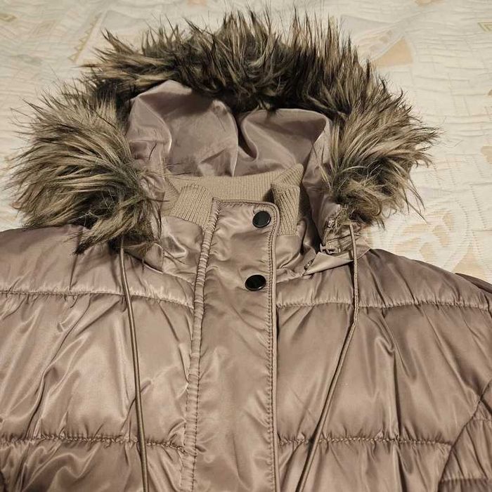 Klasyczny płaszcz kurtka długa na zimę elegancki ocieplany puchowy