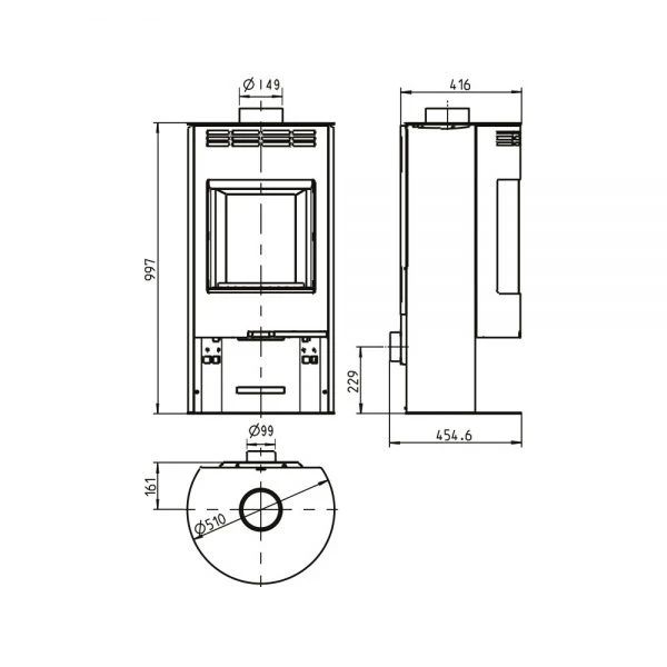 Piecyk piec kominek wolnostojący na drewno Thorma Zaragoza 5kW Szary Nowoczesny