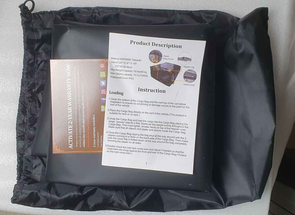 Bagażnik dachowy / wodoodporna torba na dach samochodu pojemność 425 L
