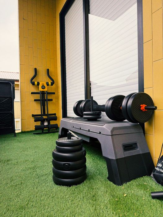 Kit musculação 30kg + step + acessórios