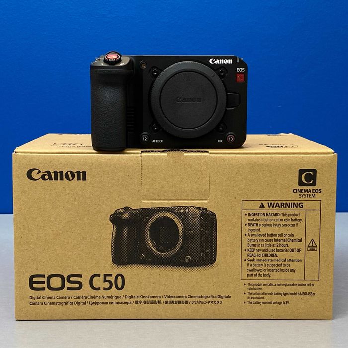 Canon EOS C50 (Corpo) - 34.2MP | 7K 3:2 Open Gate | NOVA | 3 ANOS DE GARANTIA