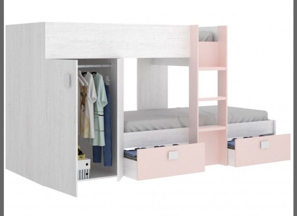 Estúdio / Beliche Criança - Branco e Rosa