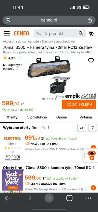 Wideorejestrator z kamerą cofania