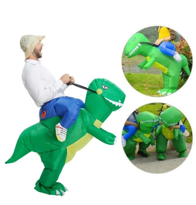 Zielony dinozaur dmuchany