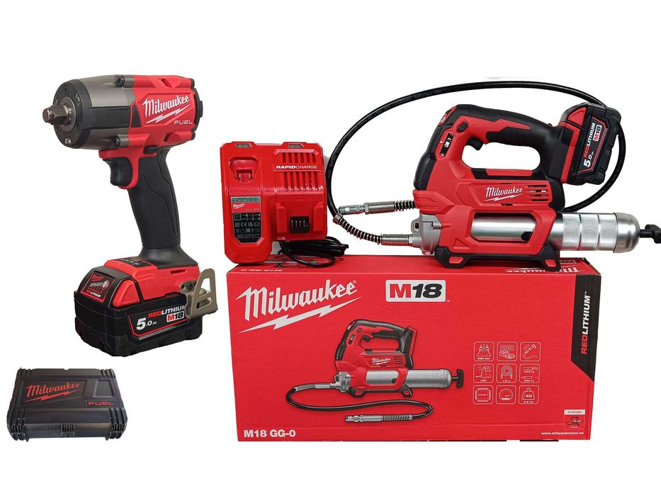Klucz udarowy M18 FMTIW2f12 + Smarownica M18GG 690BAR Milwaukee 2x5AH