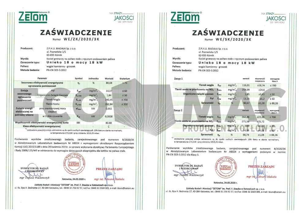 KOCIOŁ na DREWNO / WĘGIEL / CHRUST - piec, kotły 5 KLASA Unieko 18kw