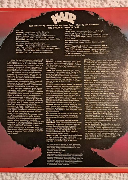 Discos LP em vinil do filme  "HAIR"