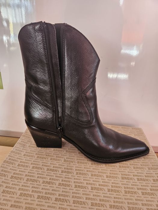 Czarne botki kowbojki Bronx skóra