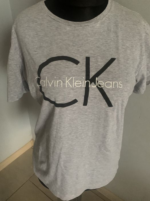 CK Calvin Klein bluzka T- Shirt damska szara r. L, bawełna