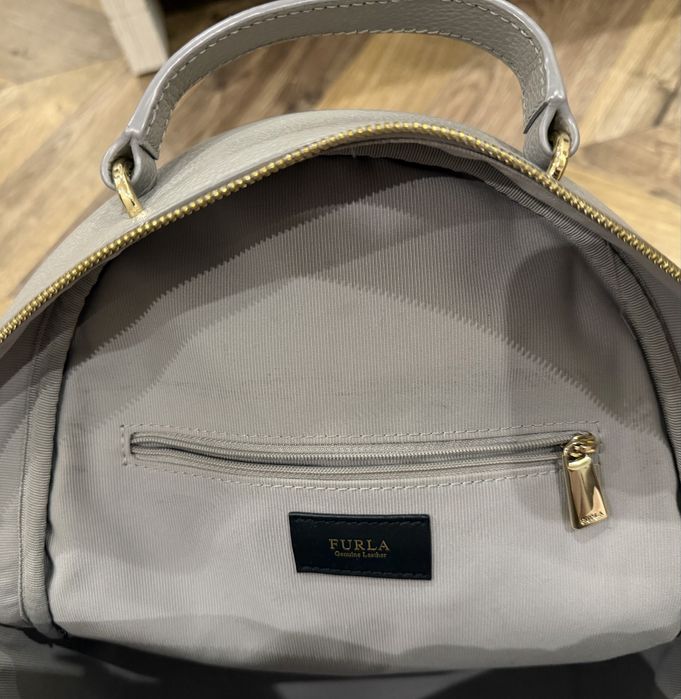 FURLA Robin Medium Leather Backpack Grey шкіряна сумка рюкзак жіноча