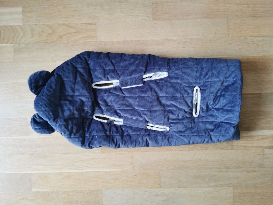 Otulacz gruby kocyk do fotelika Baby Steps granatowy księżyce