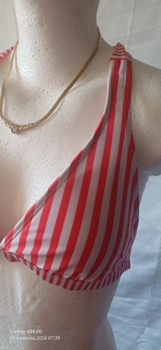 Góra od stroju kąpielowego miseczka C różowo-biała paski
