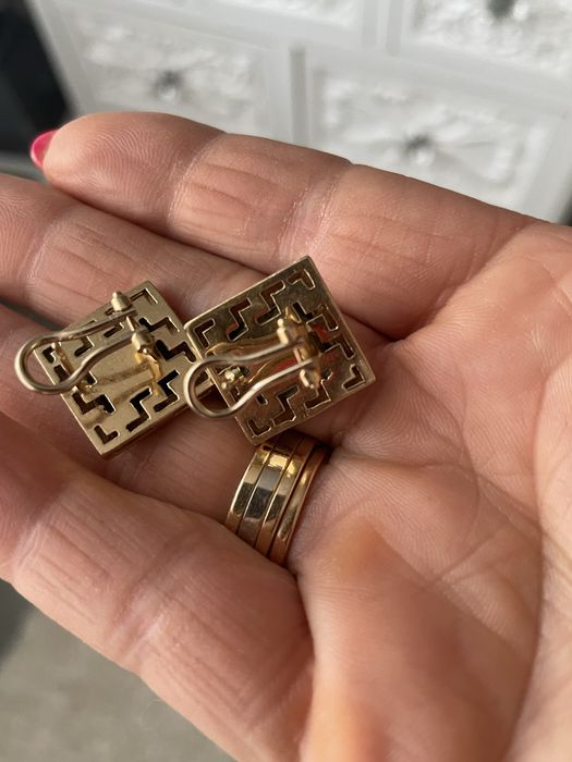 Koczyki wzor Versace zloto 585