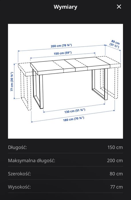 Stół rozkładany TARSELE Ikea