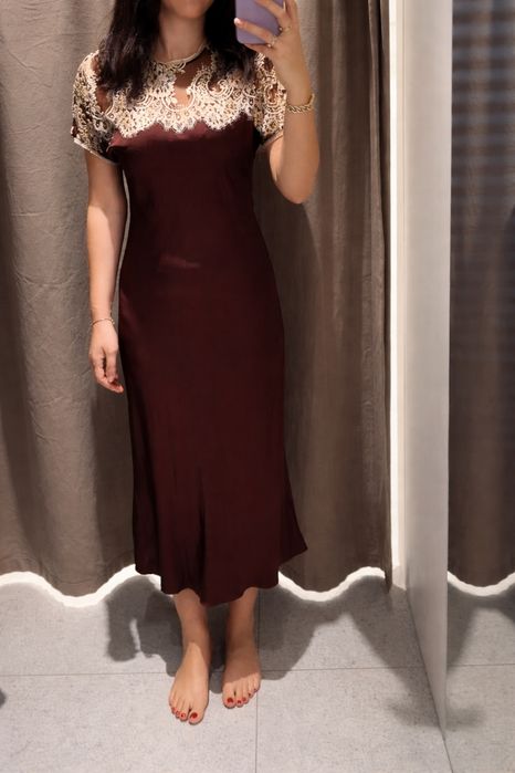 S 36 Zara satynowana sukienka zara z koronką limited edition nowa