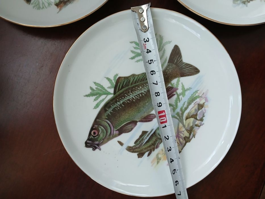 Porcelanowe talerze 17 cm rybki 6 sztuk ryby Colditz