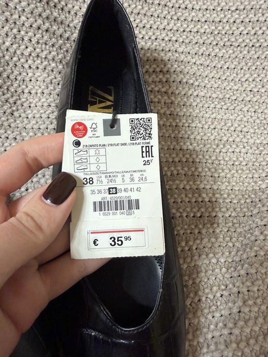 Zara балетки, шкіра, 38 розмір, нові