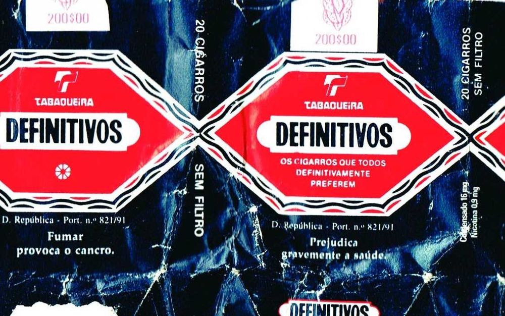 Cigarros Definitivos - 2 embalagens antigas vazias espalmadas