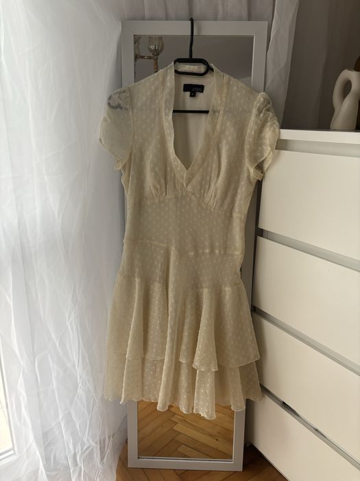 Kremowa dziewczęca sukienka coquette siren office chic ASOS 36 S