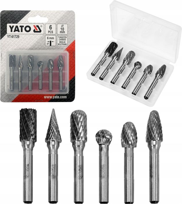 Yato Frezy Trzpieniowe Do Metalu Pilniki Zestaw 6 Szt 10mm Węglik Wolf