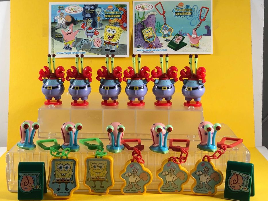 Kinder zestaw 18 figurek z serii "SpongeBob"+22 karteczki, 2005 r.