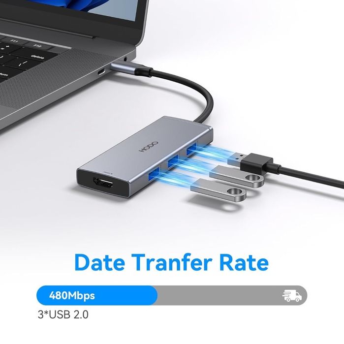 HODO Stacja dokująca USB C Hub do podwójnego adaptera HDMI
