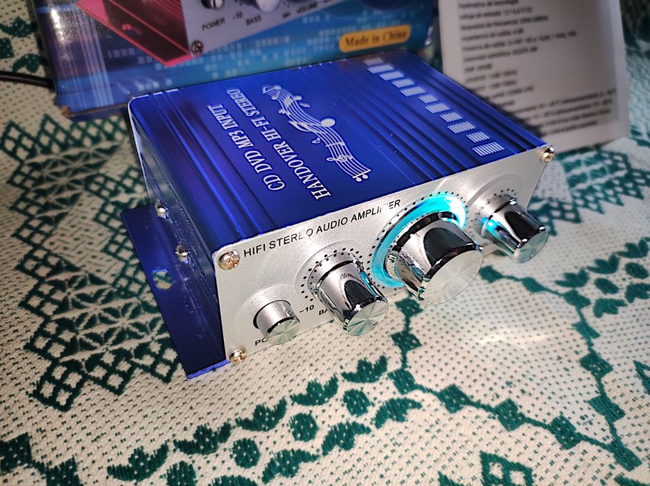 Компактный стерео усилитель звука 12V Handover Hi-Fi (2x6W RMS / Bass/Treble) + БП