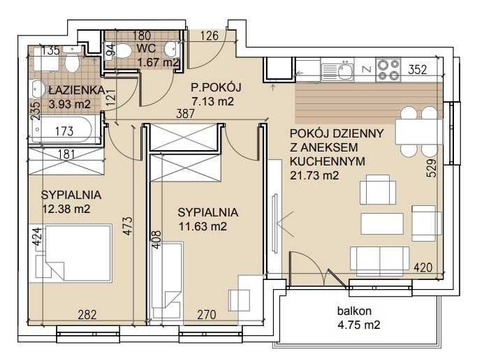 Aktualne | Nowoczesne 3 pokojowe mieszkanie | Dwie Łazienki | Garaż gratis | Balkon - Widok 5