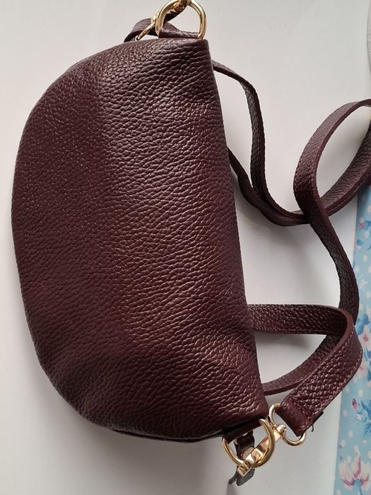 Włoska torebka nerka skórzana laura biaggi bordo