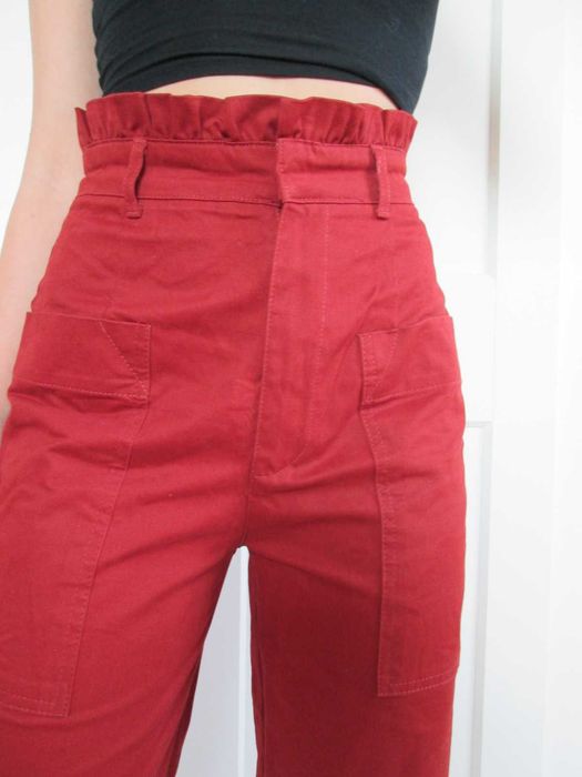 Zara spodnie wysoki stan falbanka 7/8 XS NOWE