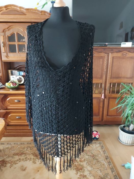 Narzutka, poncho -  cekiny. Śliczna