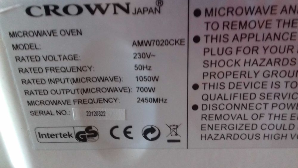 vendo microondas crown a trabalhar