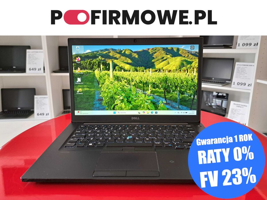 Tani Laptop 14" A-Klasa  Dell Latitude 7480 i5-6gen 8GB Win11 128SSD FullHD IPS Kamera HDMI Gwarancja 12mc Faktura 23%