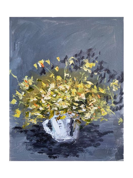 Картина маслом этюд полевые цветы экспрессионизм