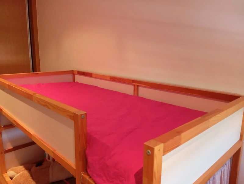 KURA Cama reversível pinho, 90x200 cm/ com Afjal Colchão de espuma