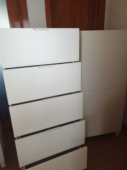 IKEA Bestå c gavetas, branco, 60x40x128 cm