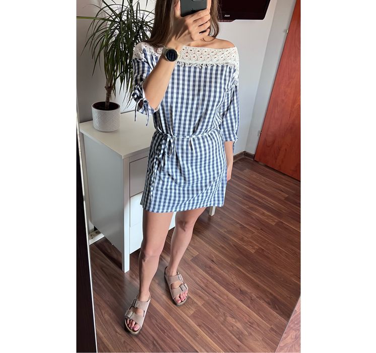 36(S) świetna sukienka w kratkę New Collection