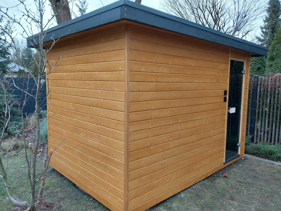 Sauna Zewnętrzna Nowoczesna z Przedsionkiem