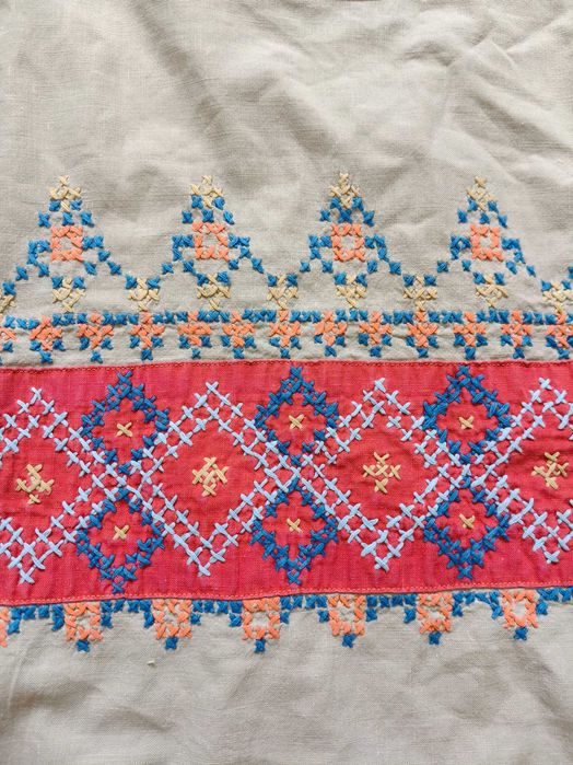 Fartuszek retro haftowany płócienny