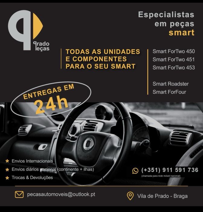 Frente farois guarda lamas  smart fortwo cabrio 451 para peças