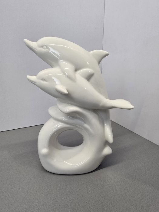 Figurka porcelana Para delfinów