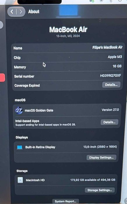 MacBook Air M3 13" – 16 GB RAM – 512 GB SSD – Azul meia noite