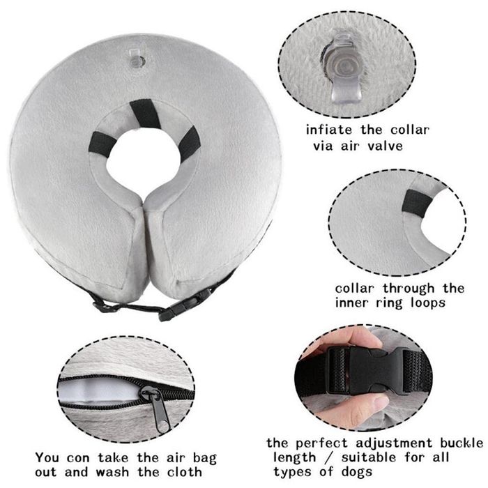 Надувний конусний нашийник для собак для хірургії М'який пухнастий сір