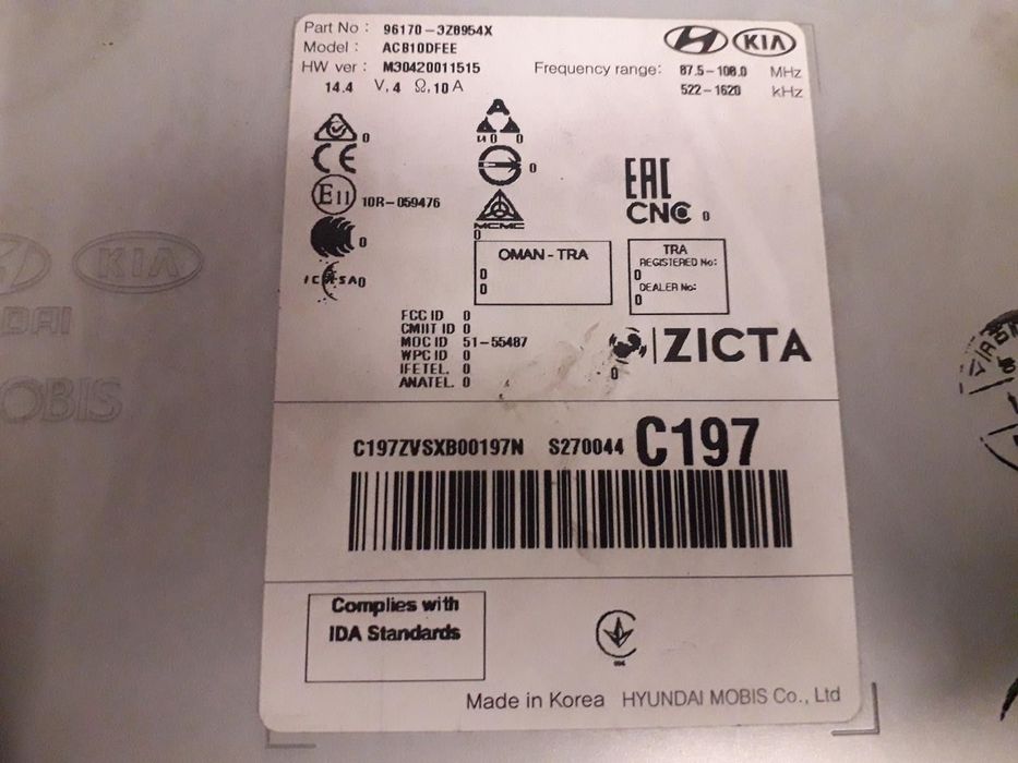 SISTEMA AUDIO / RADIO CD HYUNDAI I40 2017
